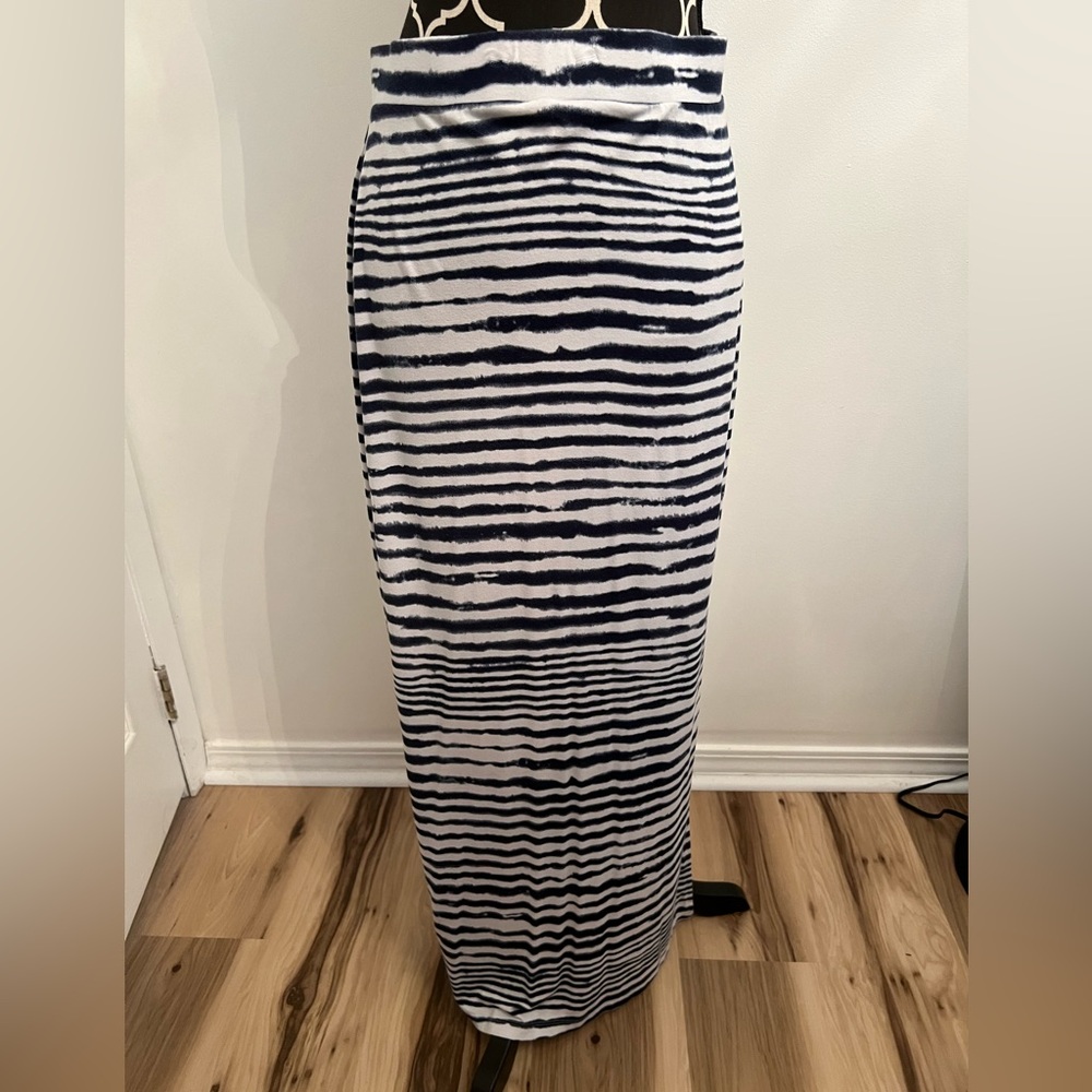 Blue & white striped skirt